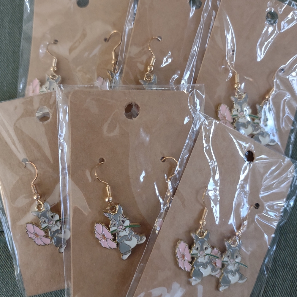 Six Cute Bunny Thumper and Flower Earring Sets